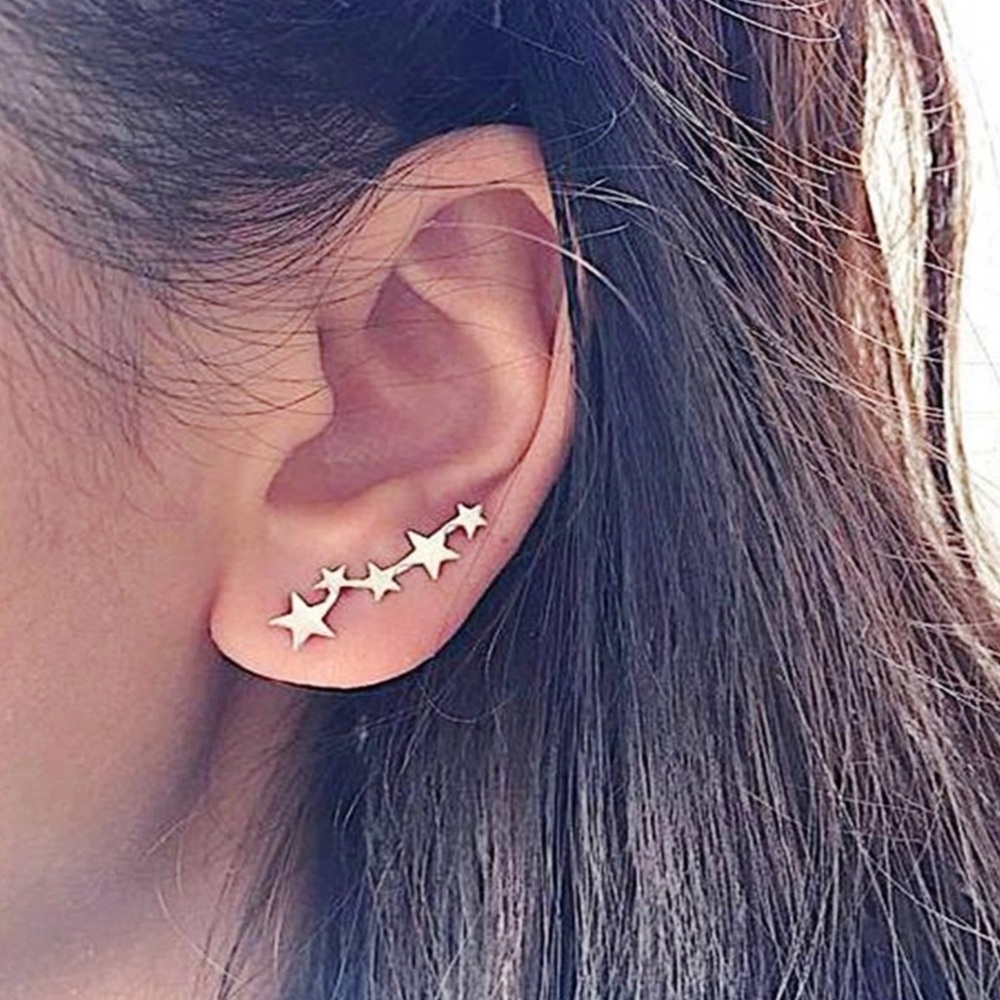 ❤️ NWT Modern Earrings Stars Gold